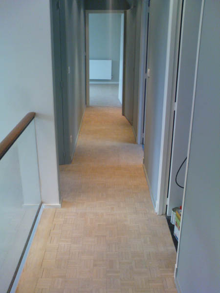 Rénovation parquet mosaïque couloir